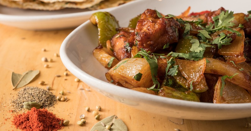 Sizzling curry with peppers